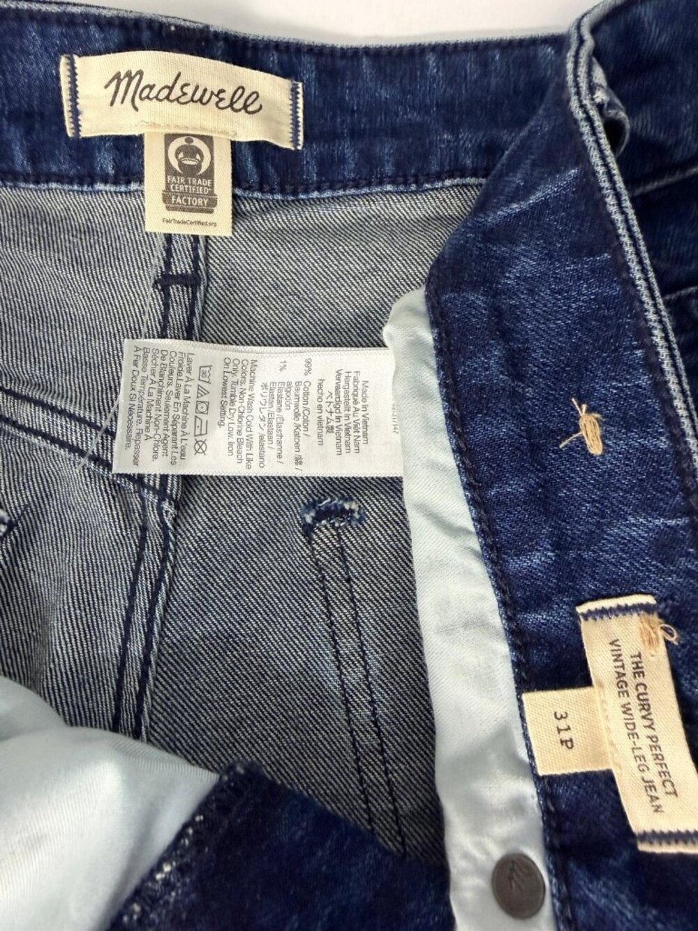 Madewell Curvy Perfect Vintage Wide Leg Jeans Women 31P Blue High Rise Crop - Picture 3 of 14